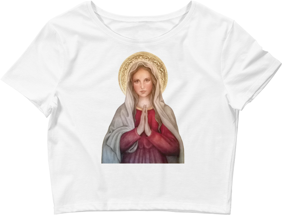 Virgin Mary Women's Crop Tee - Crop Top (1000x1000), Png Download