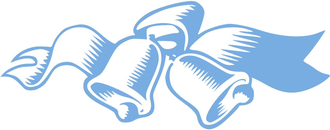 Wedding, Bells Church Blue Wedding Ribbon Christmas - Christmas Bells Vector Black (1280x640), Png Download