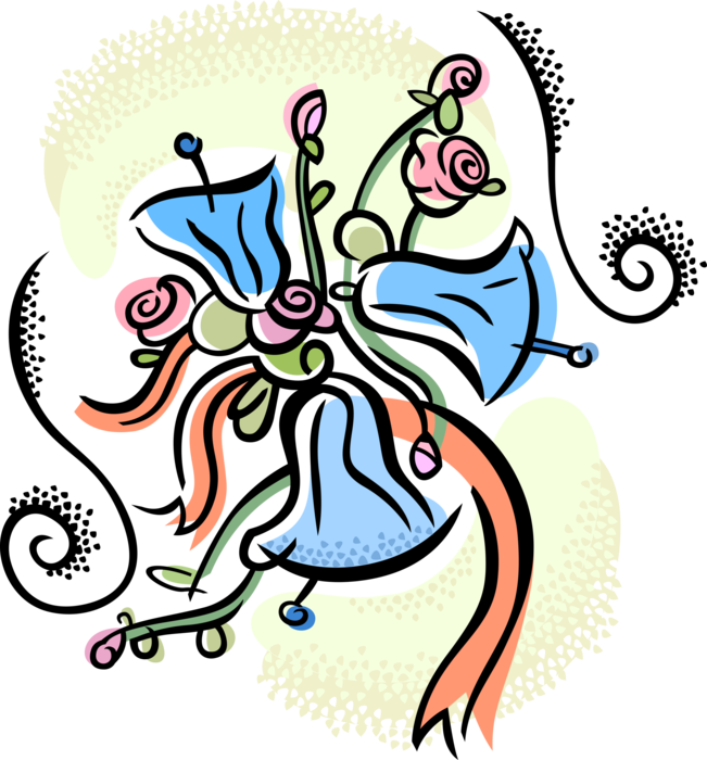 Vector Illustration Of Wedding Bells With Rose Flowers - Wedding Bells (651x700), Png Download