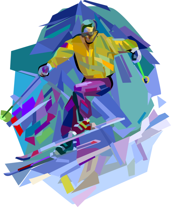 Vector Illustration Of Downhill Alpine Skiing Slalom - Illustration (579x700), Png Download