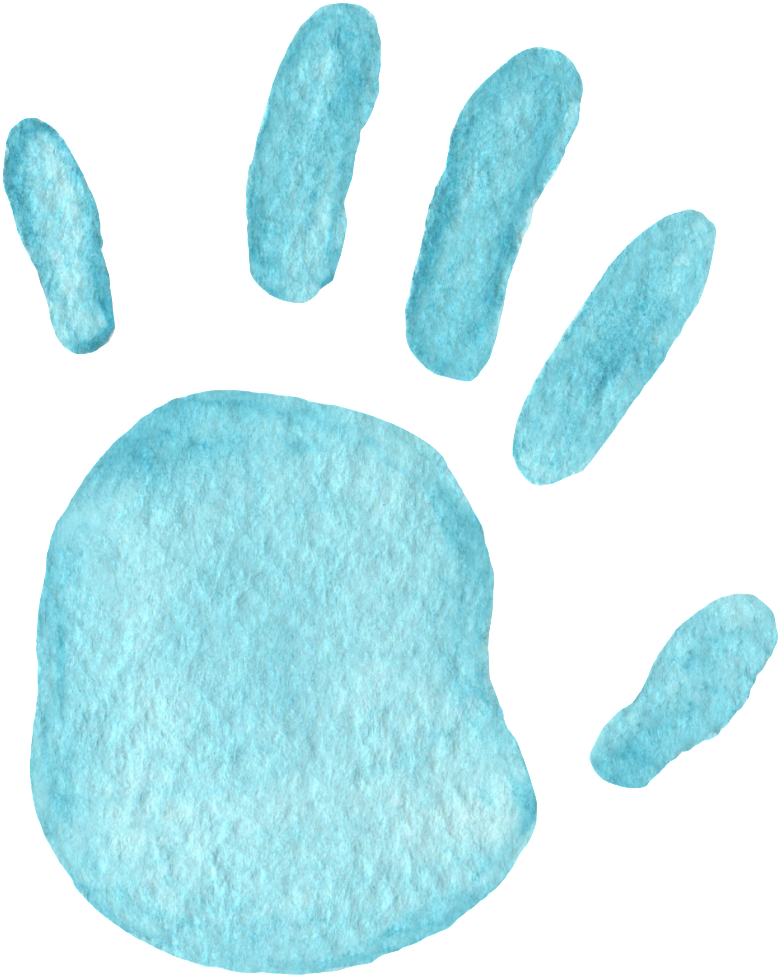 Mountain Blue Handprint Transparent Decorative - Paw (1024x1191), Png Download