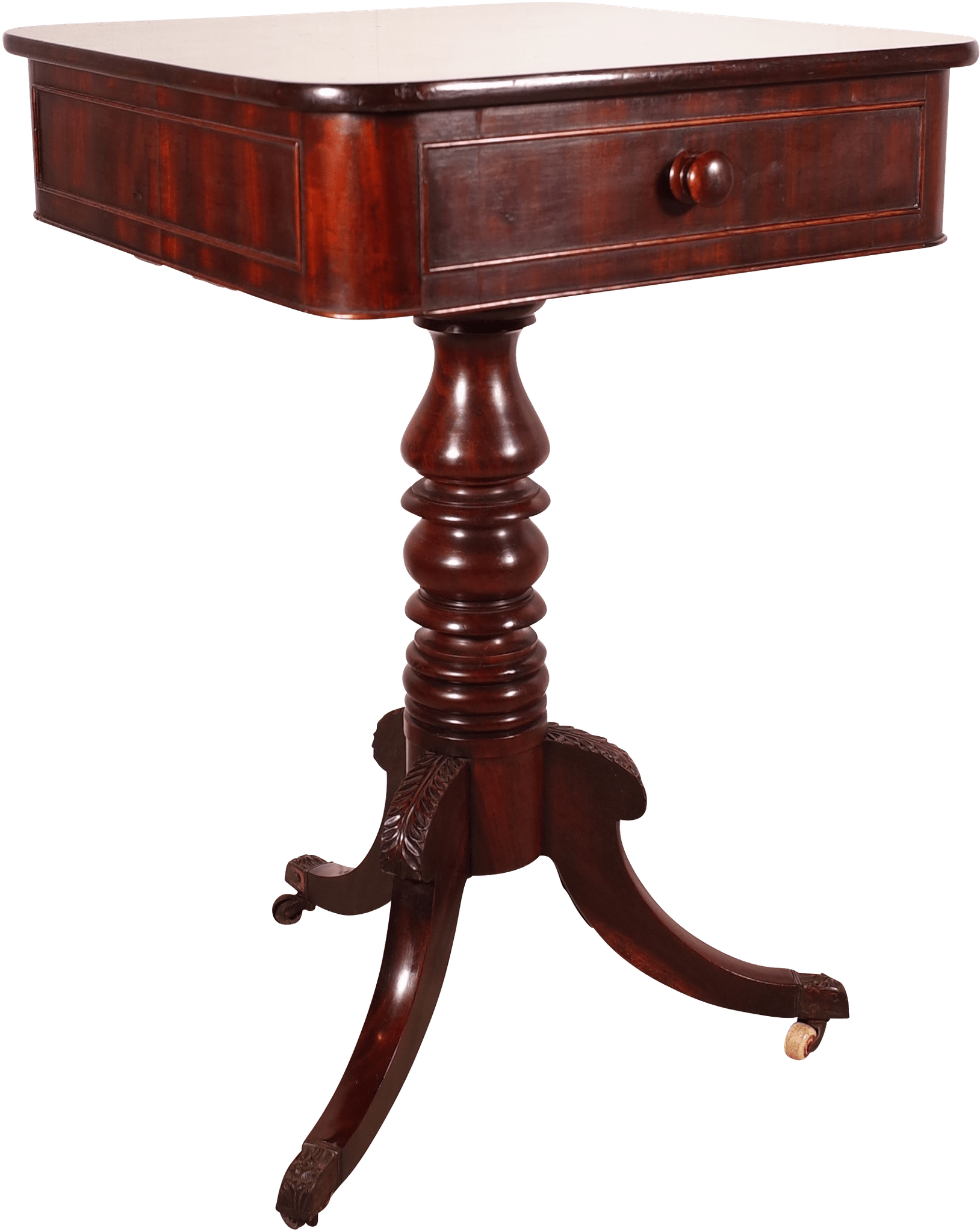Mahogany Pedestal Table With Drawer - End Table (2100x3171), Png Download
