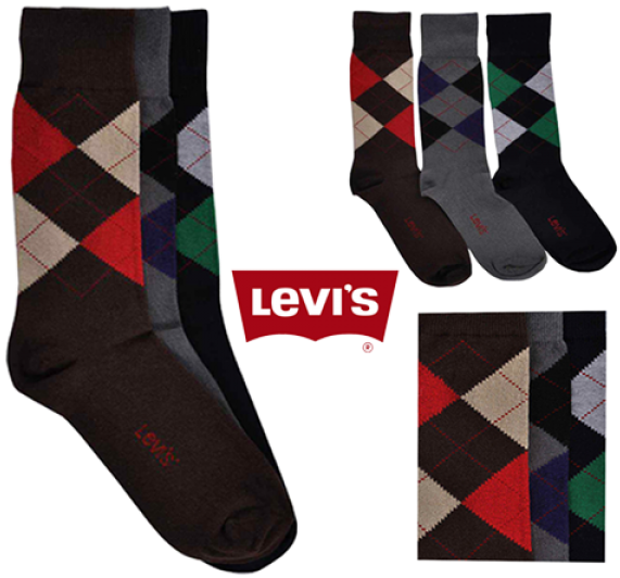 ~levis Diamond Pattern Socks Pack Of Three Pairs Grey - Sock (600x600), Png Download