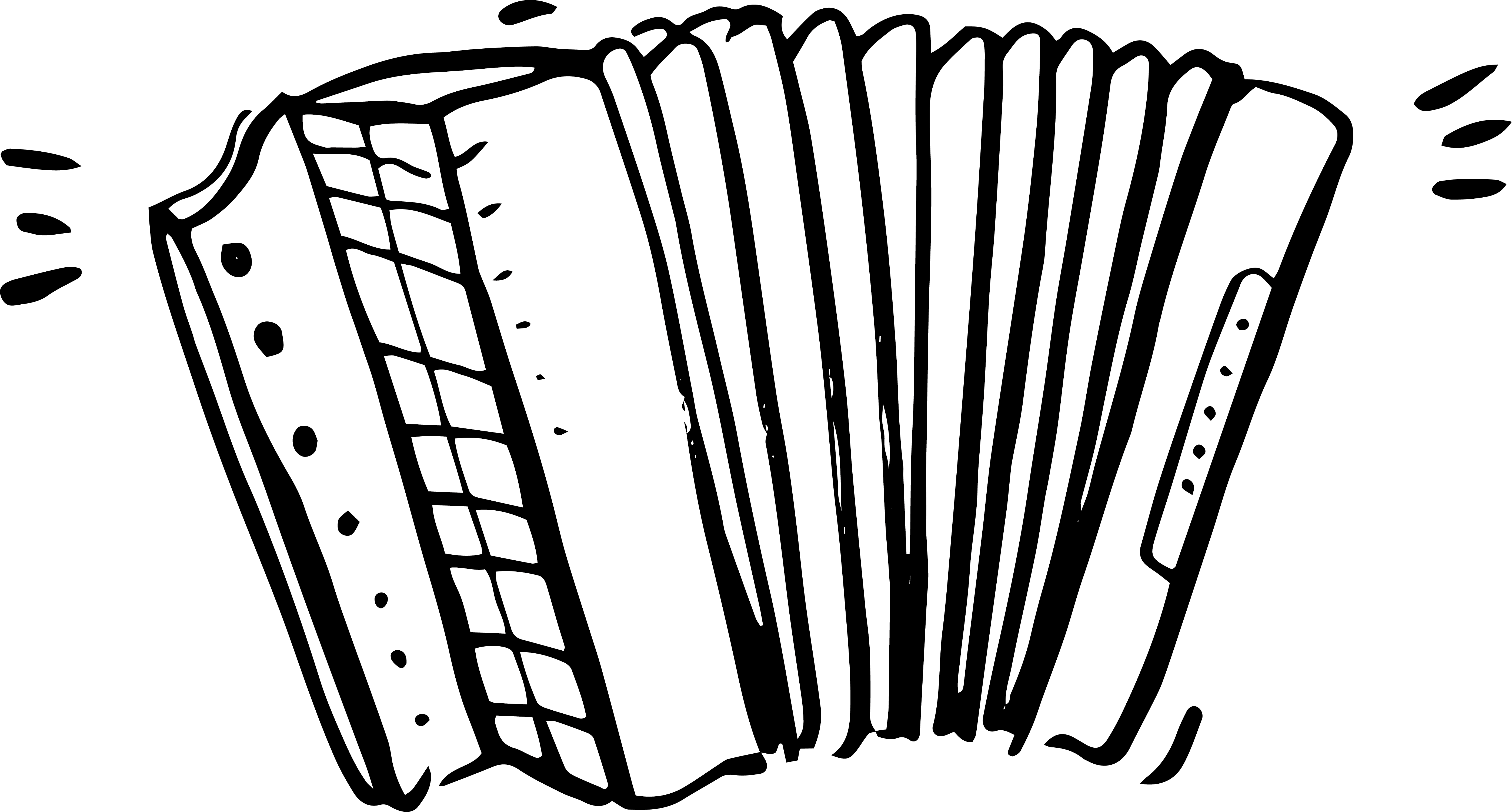 Accordion Clipart African - Acordeon Png Blanco Y Negro (5595x3004), Png Download