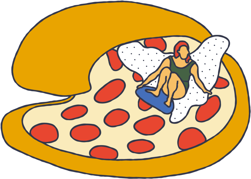 Pizza Surfer T-shirt (1000x1000), Png Download