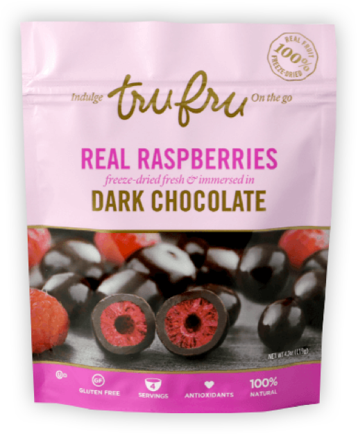 Real Raspberries In Dark Chocolate - Tru Fru Whole Raspberries (516x626), Png Download