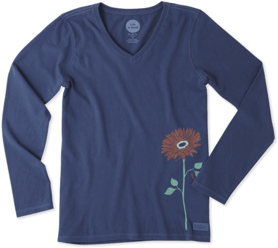 Women's Namaste Flower Long Sleeve Crusher Vee - Long-sleeved T-shirt (570x570), Png Download