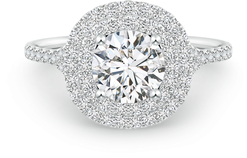 Lab Grown Diamond Cushion Double Halo Engagement Ring - Engagement Ring (900x900), Png Download