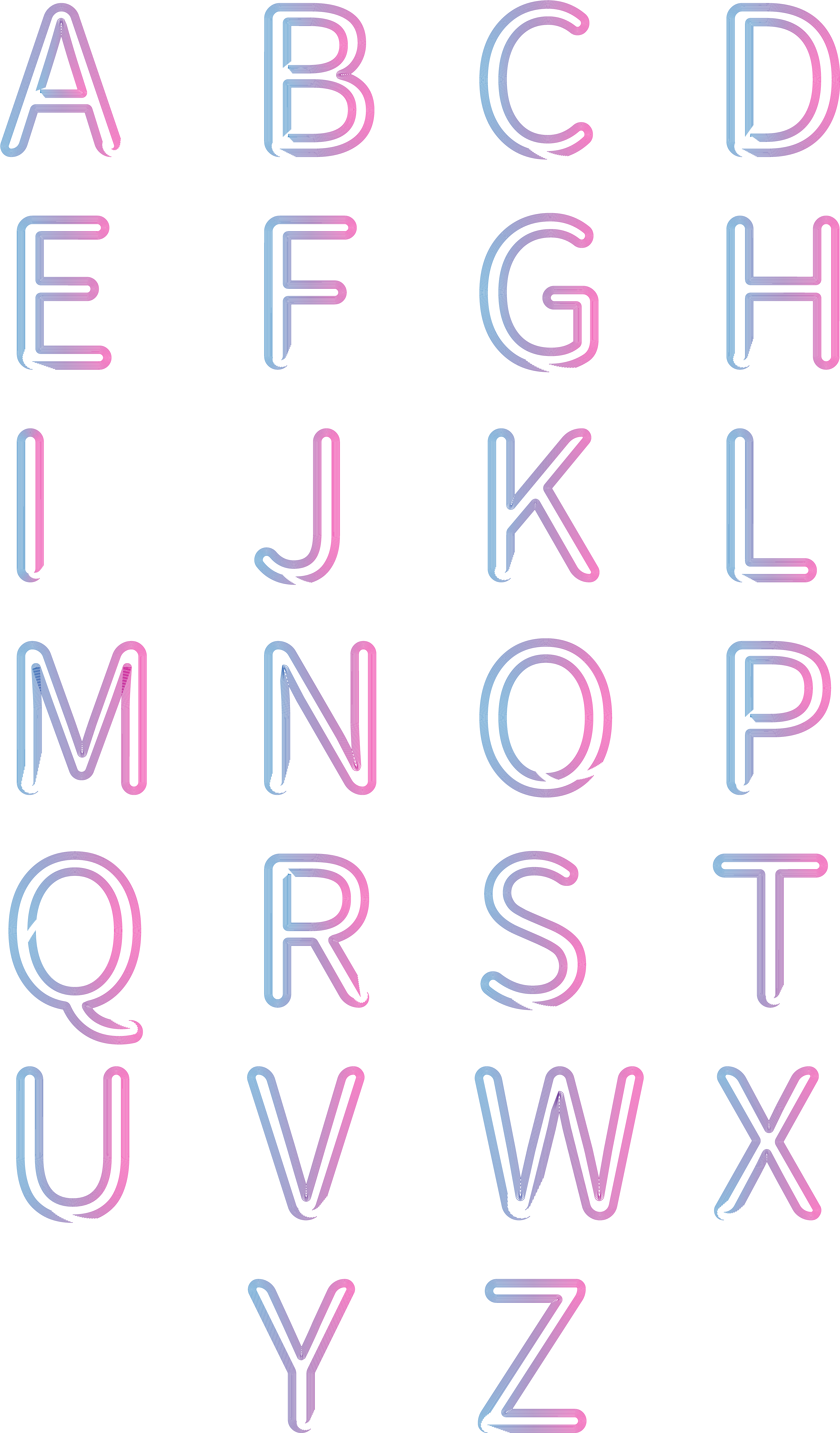 Twenty Letters English Alphabet Sets Gradient Fonts - Writing (4267x5705), Png Download