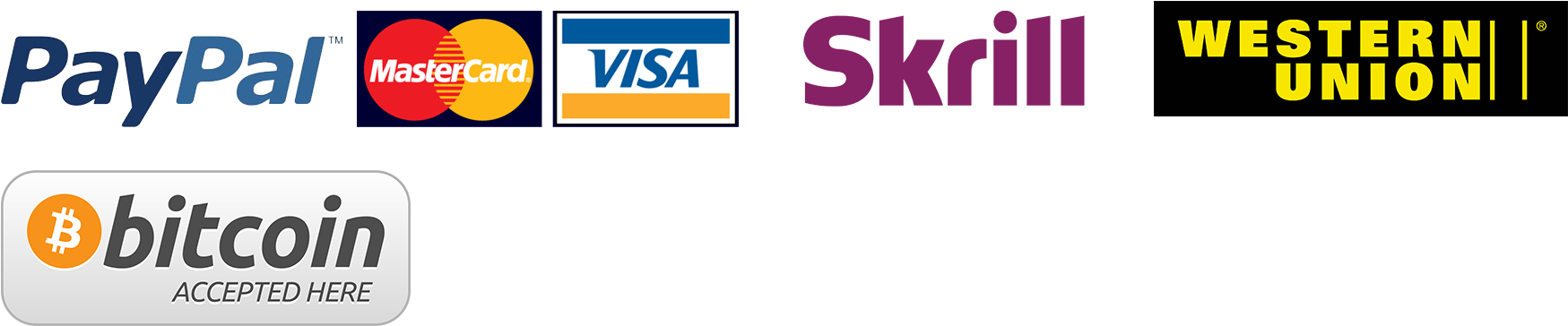 We Accept Payments Through Paypal, Moneybookers, Western - Graphic Design (1800x498), Png Download