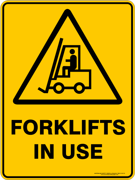 Forklift Signs - Forklift In Use Sign (599x600), Png Download