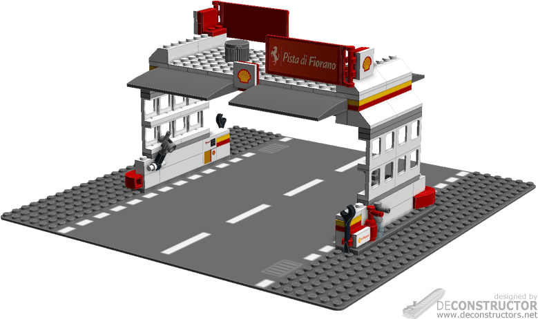Shell Gas Station Extended, By Deconstructor - Moc City Station Lego (800x500), Png Download