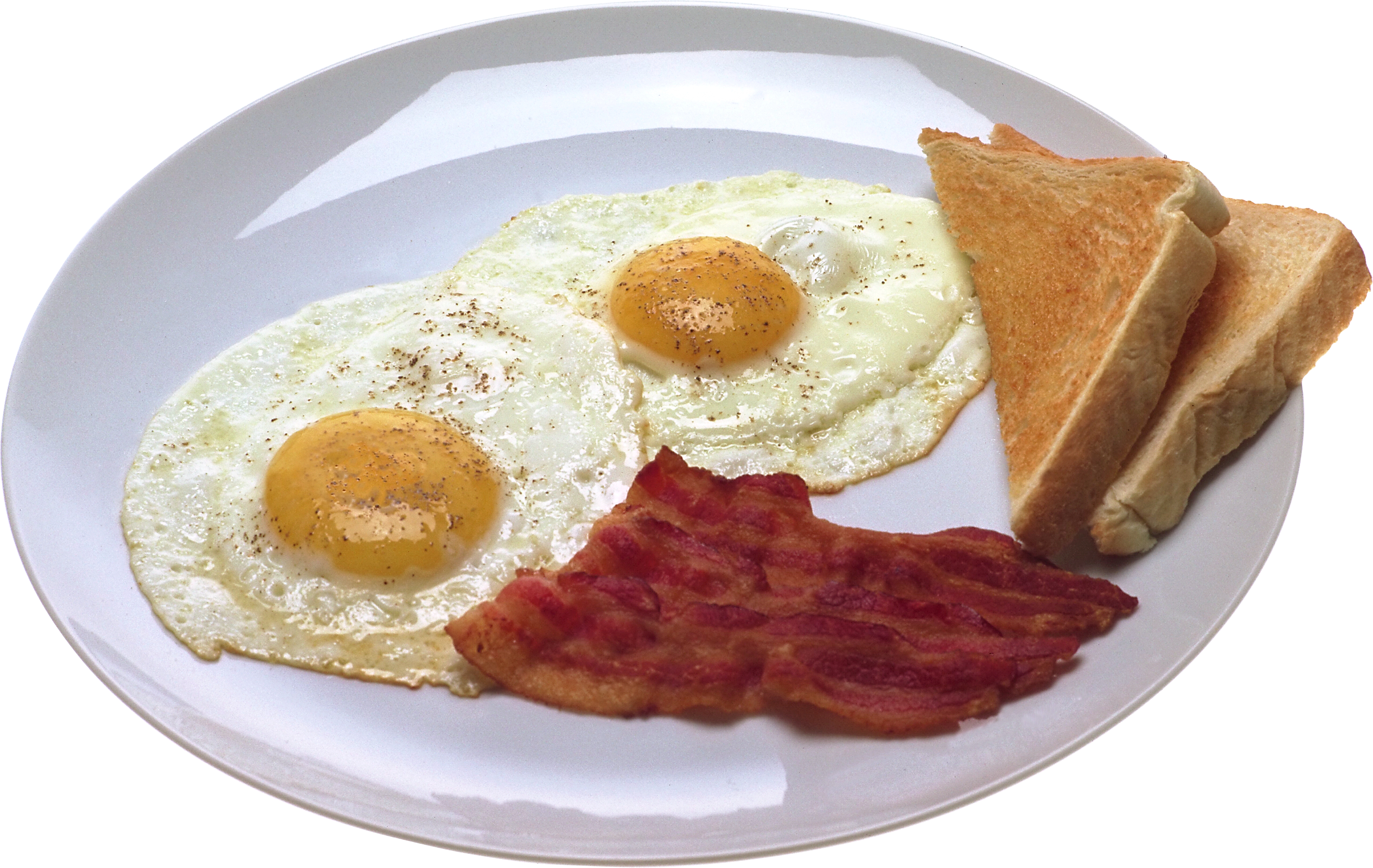 Eggs And Bacon On A Plate (2900x1834), Png Download
