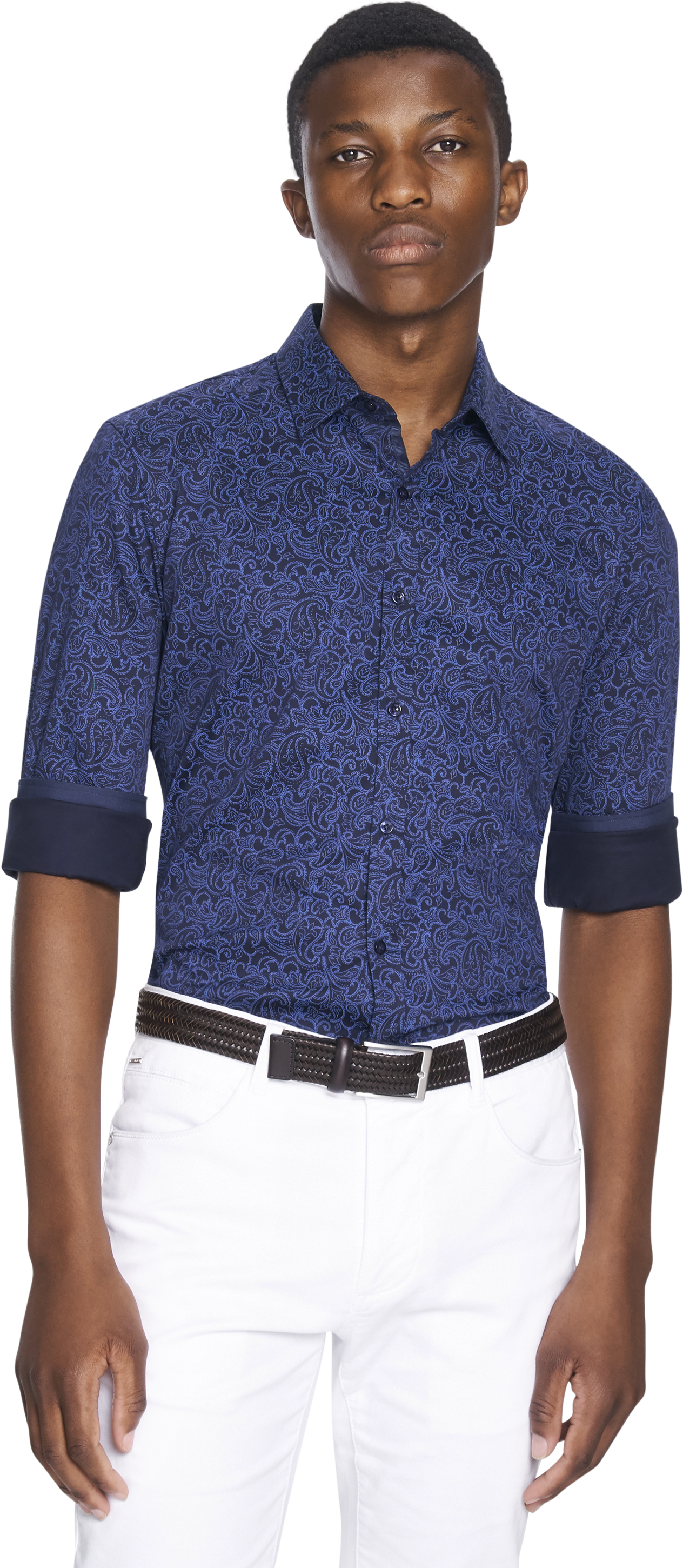 Midnight Blue Elvis Paisley Slim Fit Shirt - Gentleman (3000x3000), Png Download