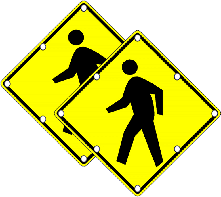 Ts40 Flashing Pedestrian Sign Package - Flashing Pedestrian Sign (768x768), Png Download