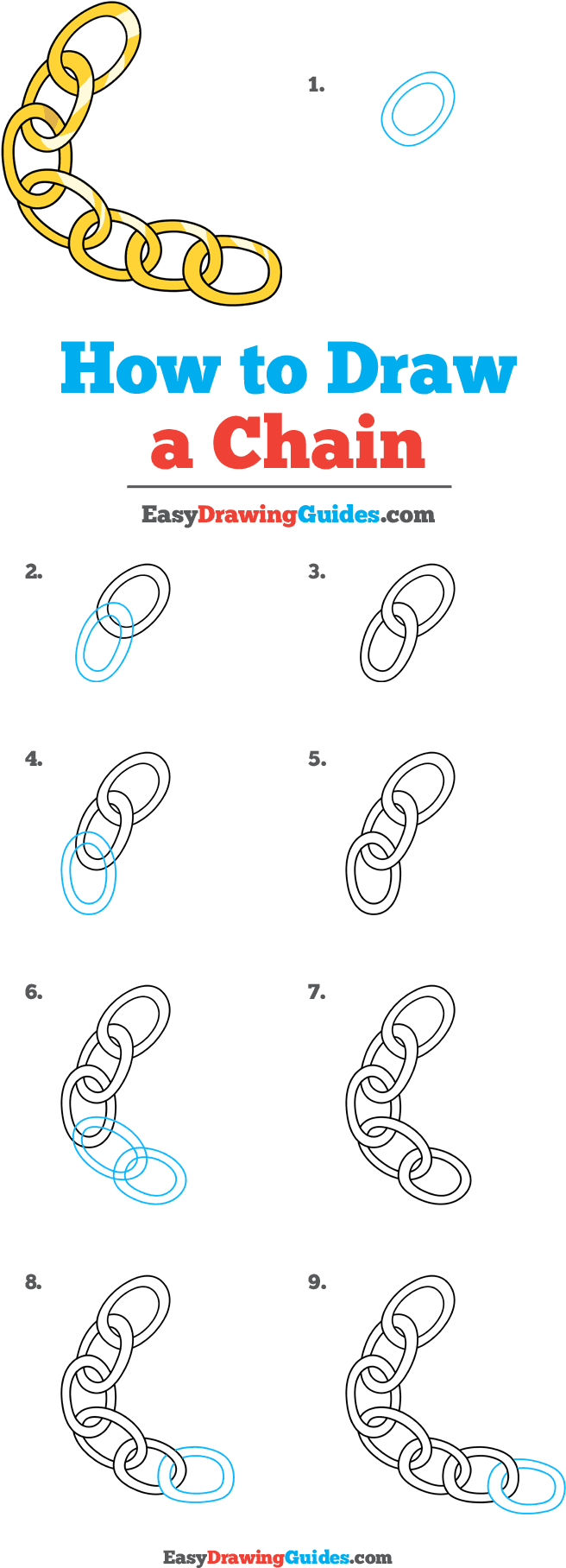 How To Draw Chain - Line Art (736x1877), Png Download