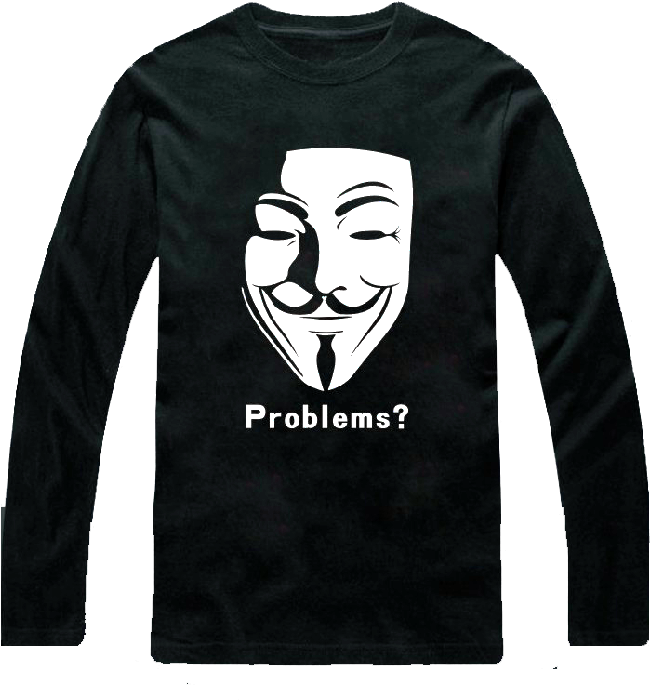 Problems Anon Black Longsleeve Shirt Larger Image - V For Vendetta Mask (731x739), Png Download