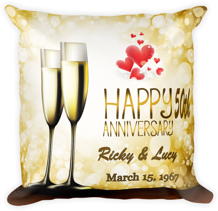 Champagne Toast Personalized Anniversary Pillow - Happy Anniversary With Wine (1000x1000), Png Download