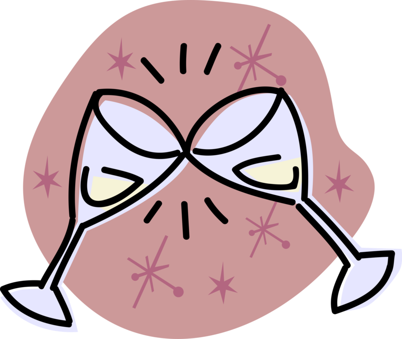 Vector Illustration Of Champagne Glasses Alcohol Drink (830x700), Png Download