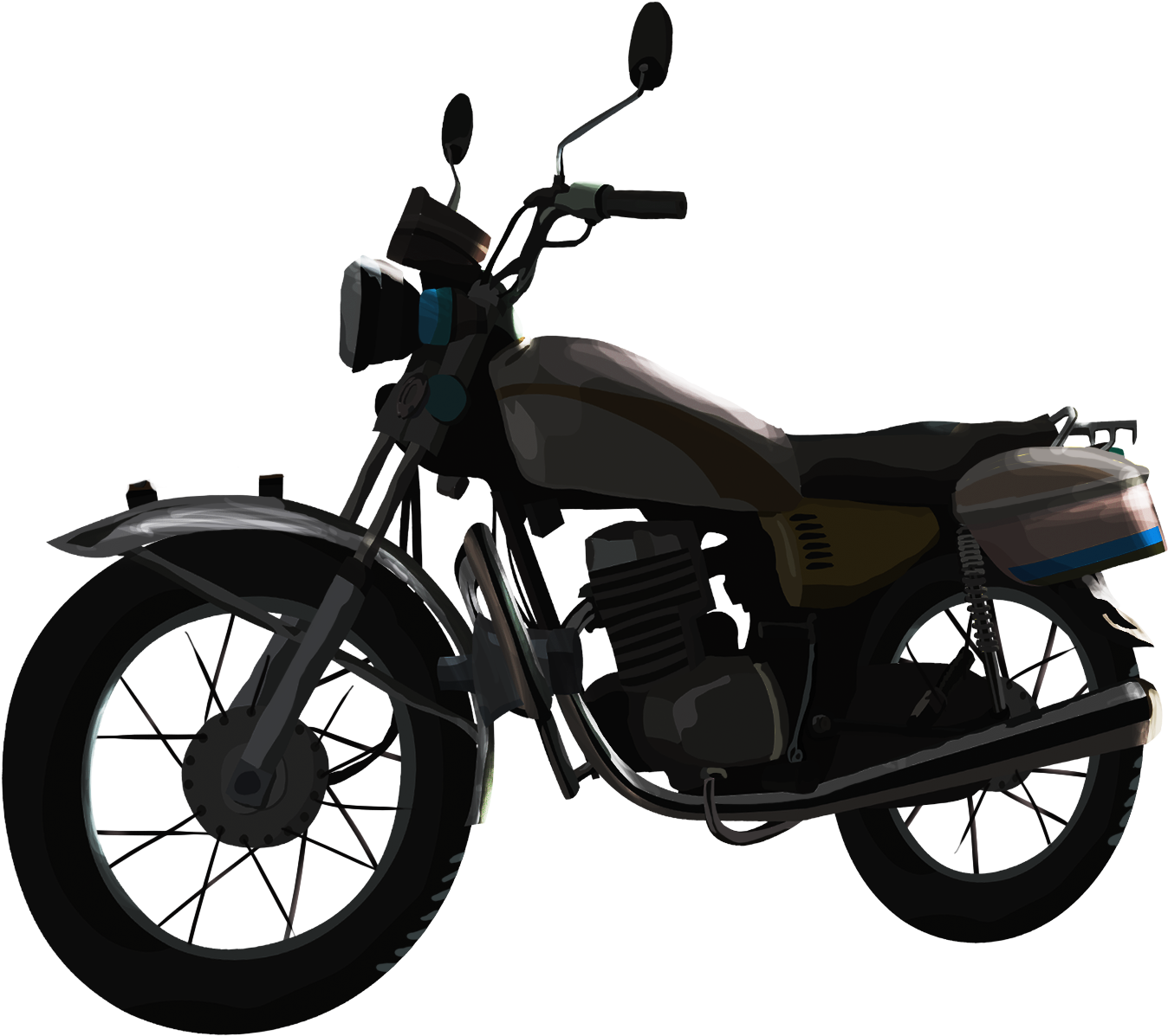 Cartoon Black Motorcycle Metal Png And Psd - Moped (2000x2000), Png Download