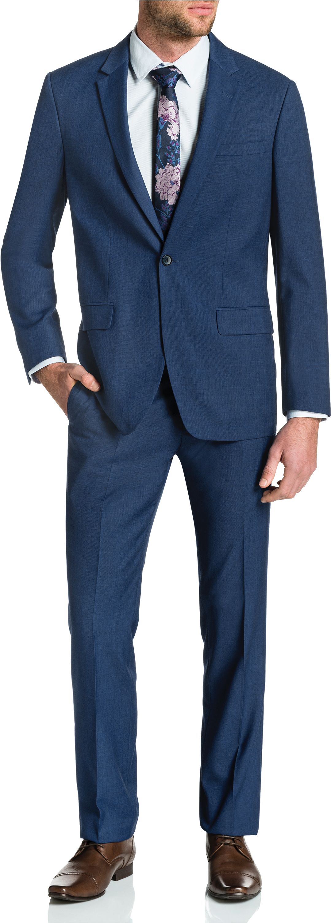 Blue Nixon 1 Button Suit - Calvin Klein Blazer Men Striped (3000x3000), Png Download