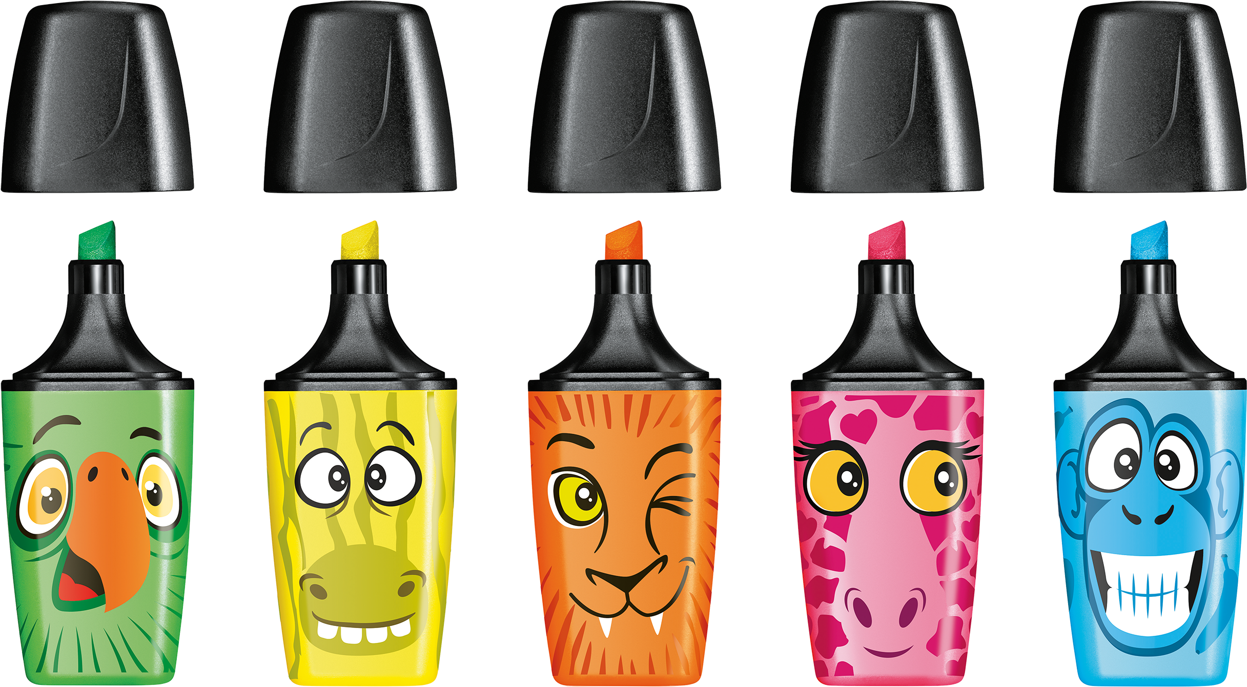 140/07-05 Highlighter - Stabilo Boss Mini Funnimals (2555x1417), Png Download