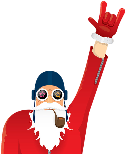 Santa Rock - Santa Claus Biker (557x557), Png Download