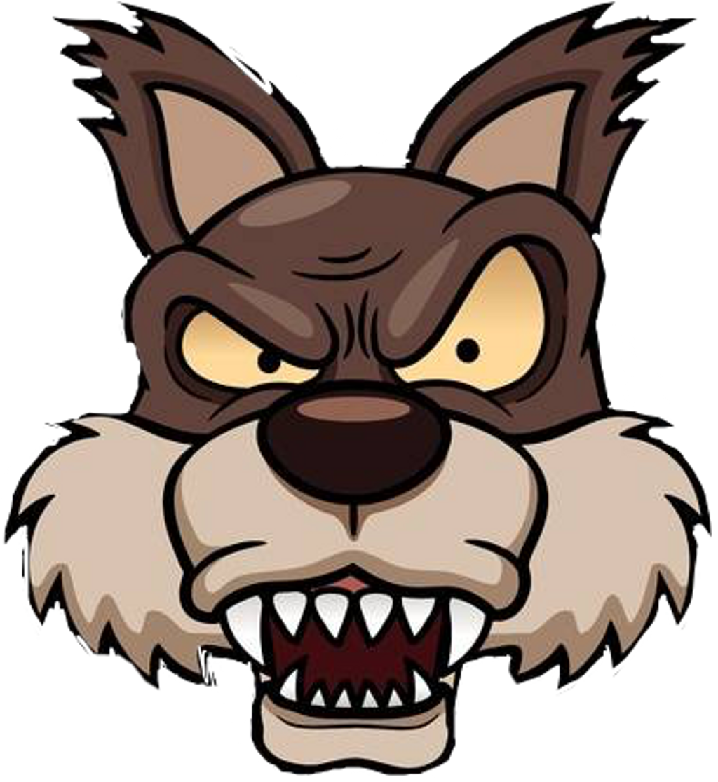 Wolf Sticker - Big Bad Wolf Face Cartoon (1024x1116), Png Download