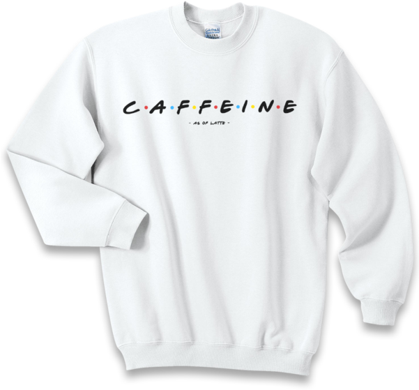 Caffeine And Friends Black Crewneck Sweatshirt Caffeine - Chanel Long Sleeve Shirt (600x600), Png Download