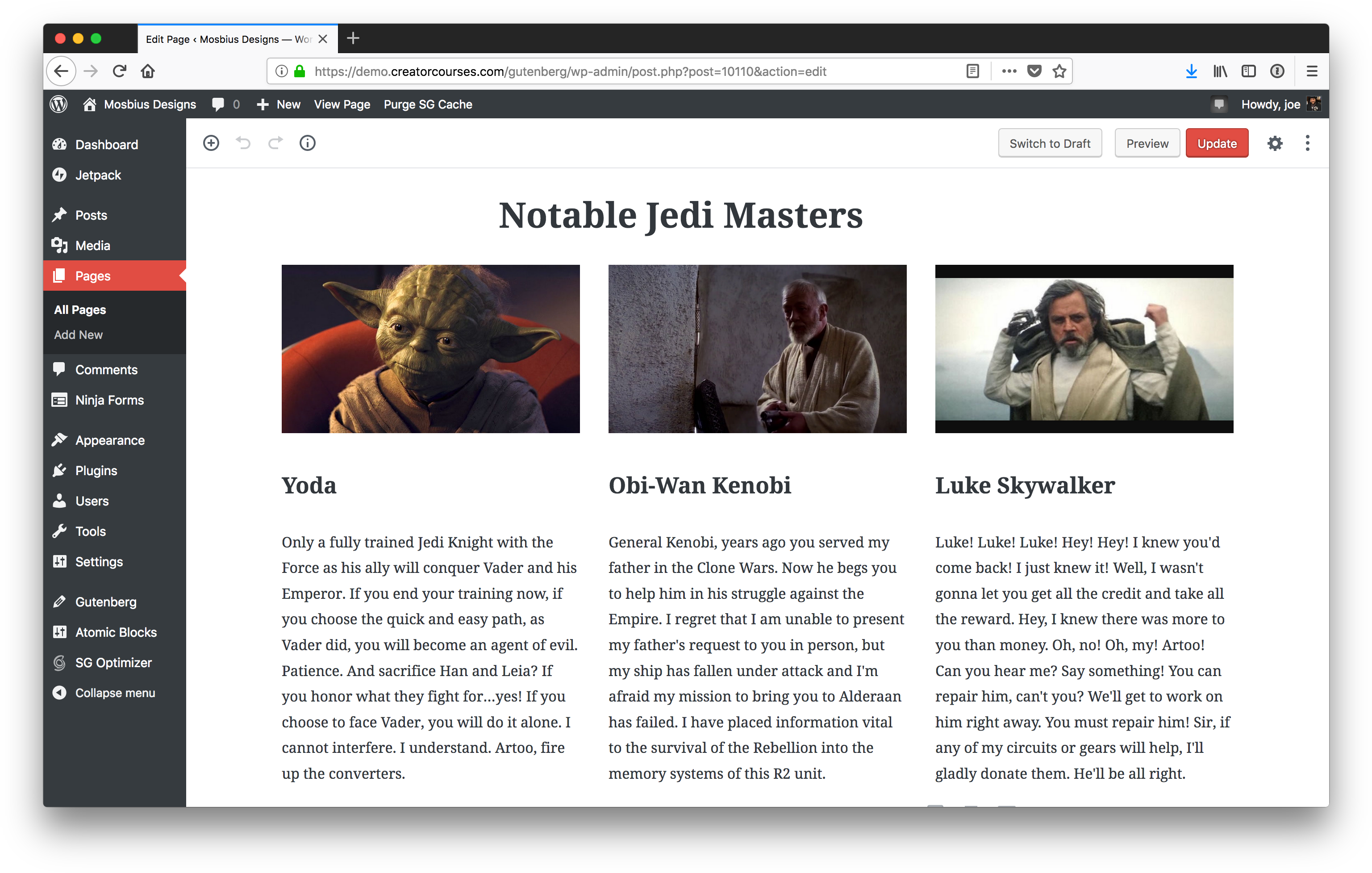 Our Columns Inside The Gutenberg Editor - Block Gutenberg Columns (3104x1978), Png Download