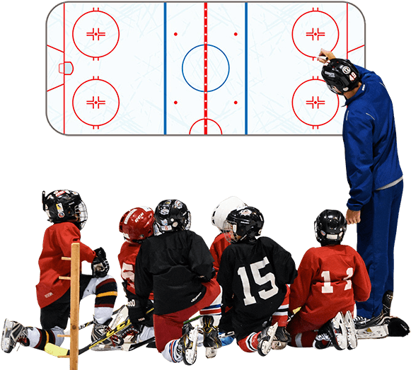 Coach Teach Hockey Player - College Ice Hockey (600x533), Png Download