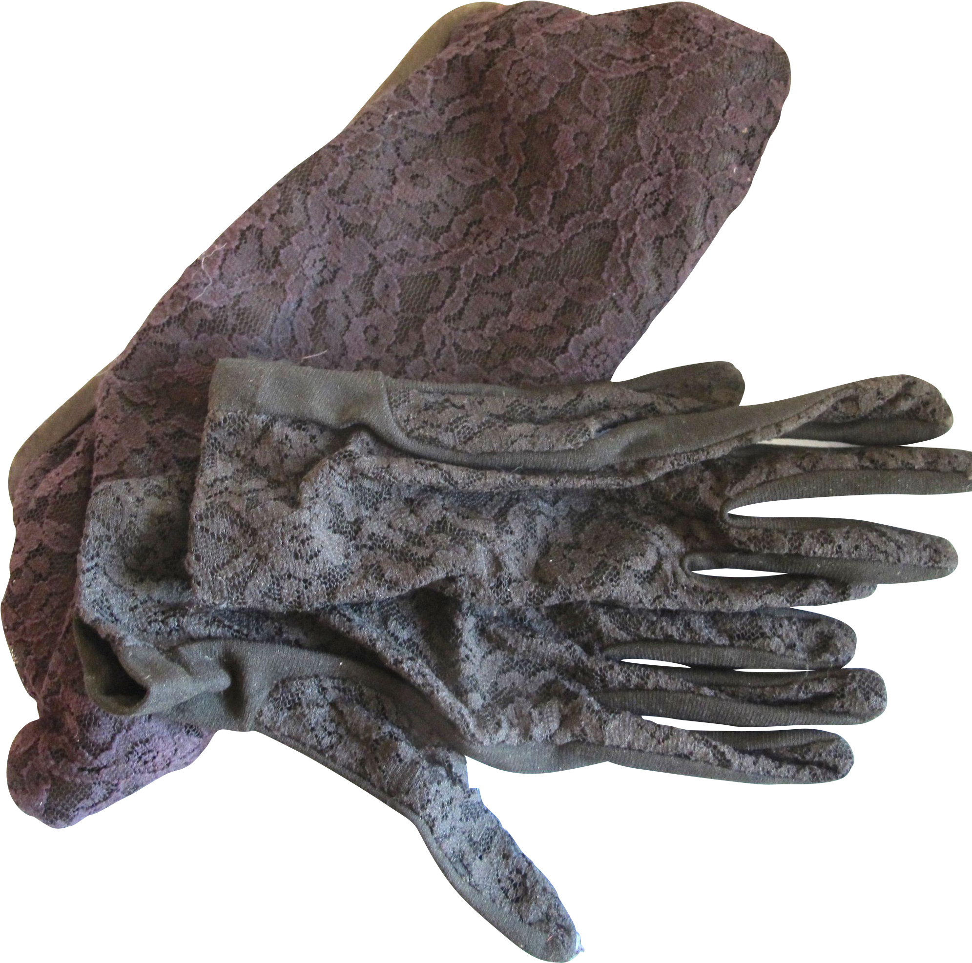 Vintage Black Lace Gloves And Clutch Purse - Sculpture (1990x1990), Png Download