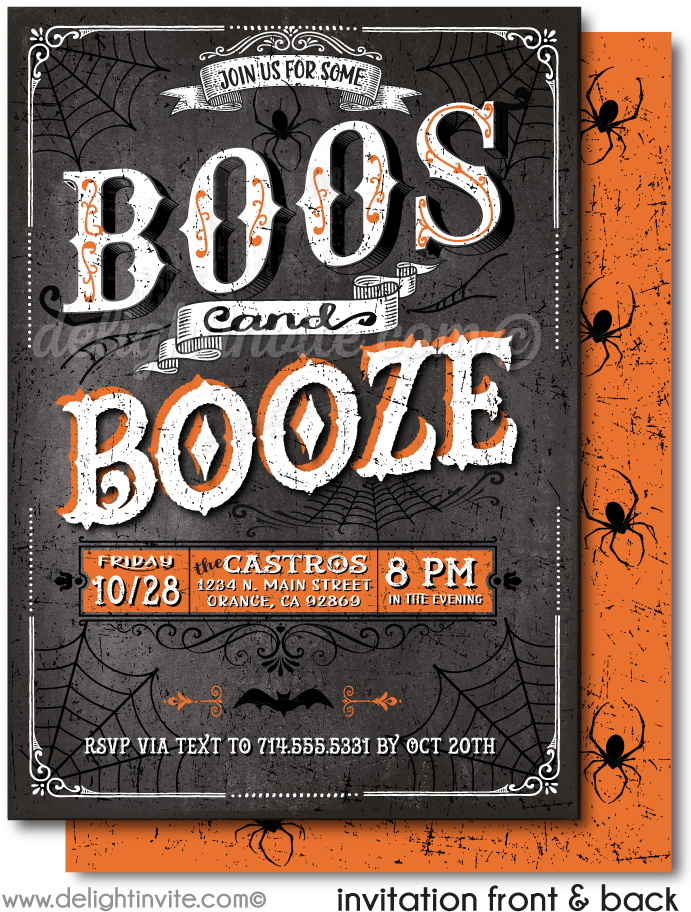 Boos And Booze Cocktail Halloween Invitations - Adult Halloween Party Invitations (700x951), Png Download