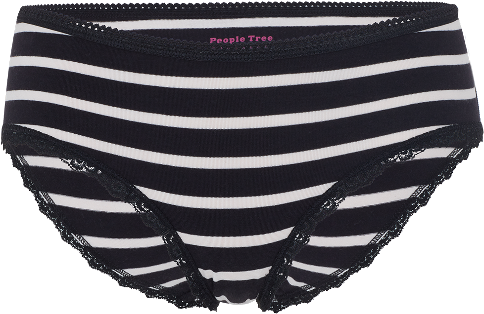 Stripe Lace Hipster In Black And Cream - Panties (1500x2250), Png Download