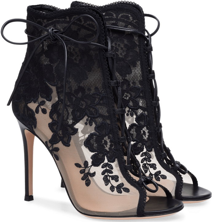 Showcasing The Milanese Label's Feminine Aesthetic, - Black Net Boots (700x731), Png Download