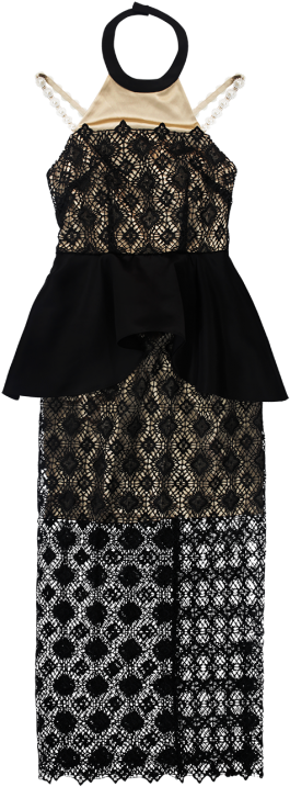 Black Lace Flower Jewelry Strap Dress - Day Dress (500x750), Png Download