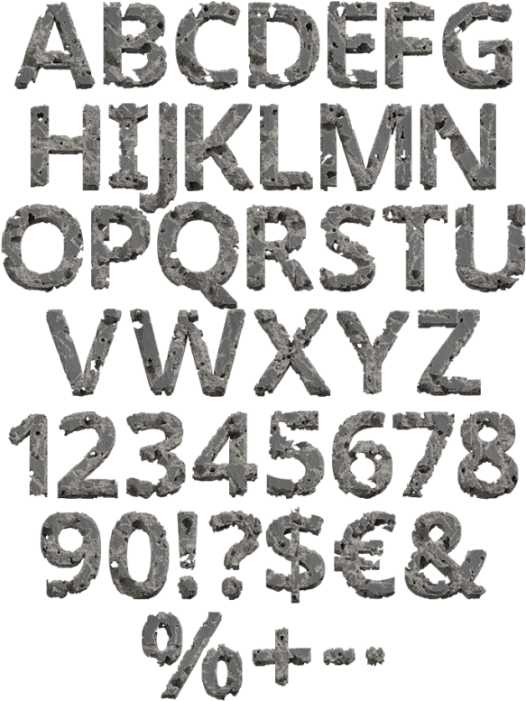 Concrete Erosion Font - Calligraphy (595x811), Png Download