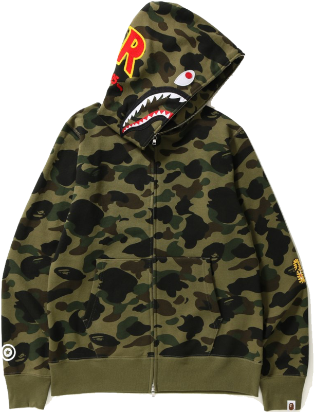 Bape Camo Shark Zip Up Hoodie - Bape Camo (800x800), Png Download