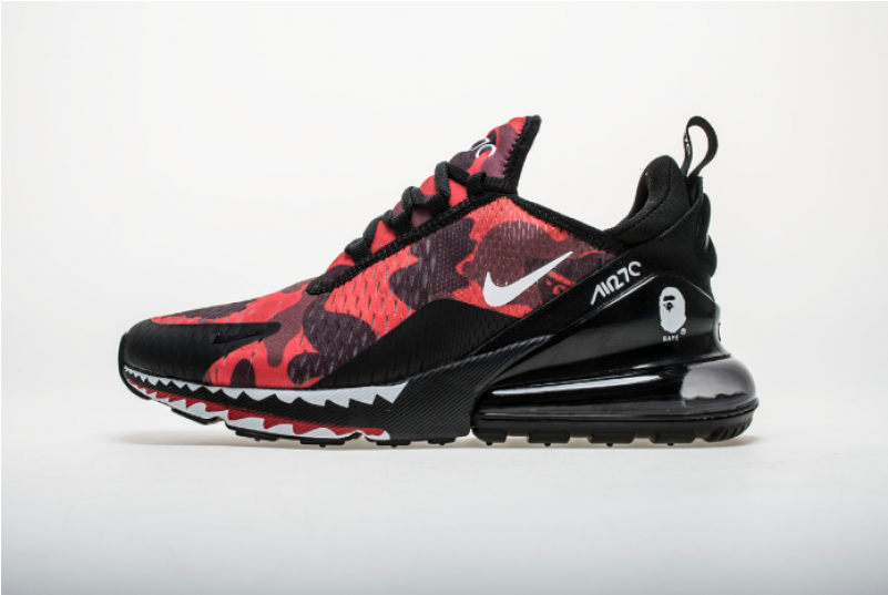 Red Shark Co Pad Bape X Air Max 270 Ah6799 - Nike (800x800), Png Download