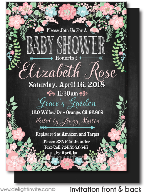 Vintage Pastel Floral Baby Shower Invitations - First Communion Invitations Vintage (497x675), Png Download