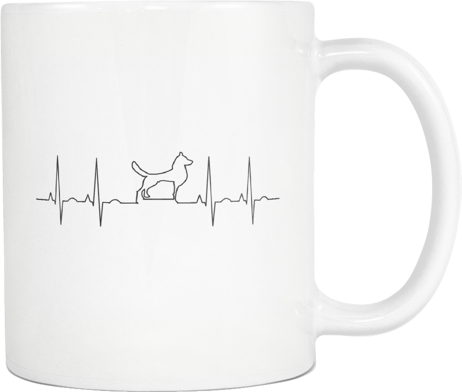 Heart Beat Graph Dog Print White 11oz Mug - Coffee Cup (1024x1024), Png Download