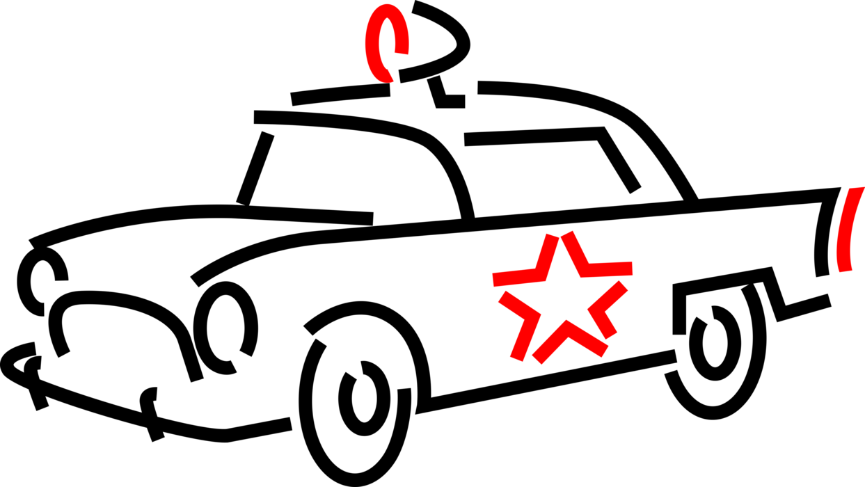 Vector Illustration Of Law Enforcement Police Car Cruiser (1243x700), Png Download