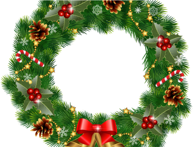 Christmas Ornaments Clipart Pine Tree Branch - Christmas Wreath Clipart (640x480), Png Download