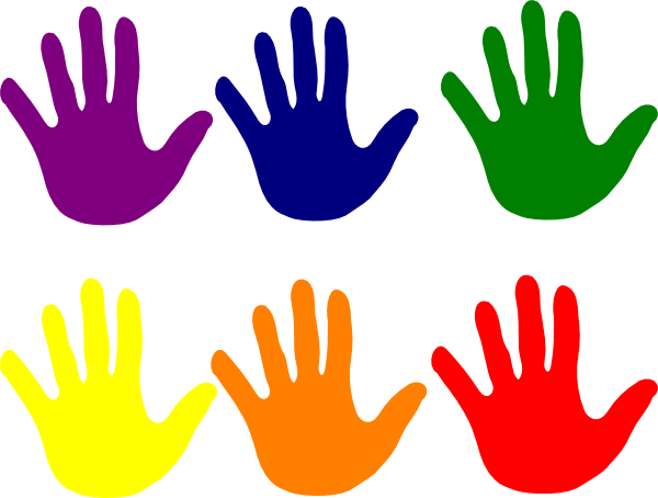 Graphic Download Hands Various Colors Clip Art At Clker - Colorful Hands (600x454), Png Download