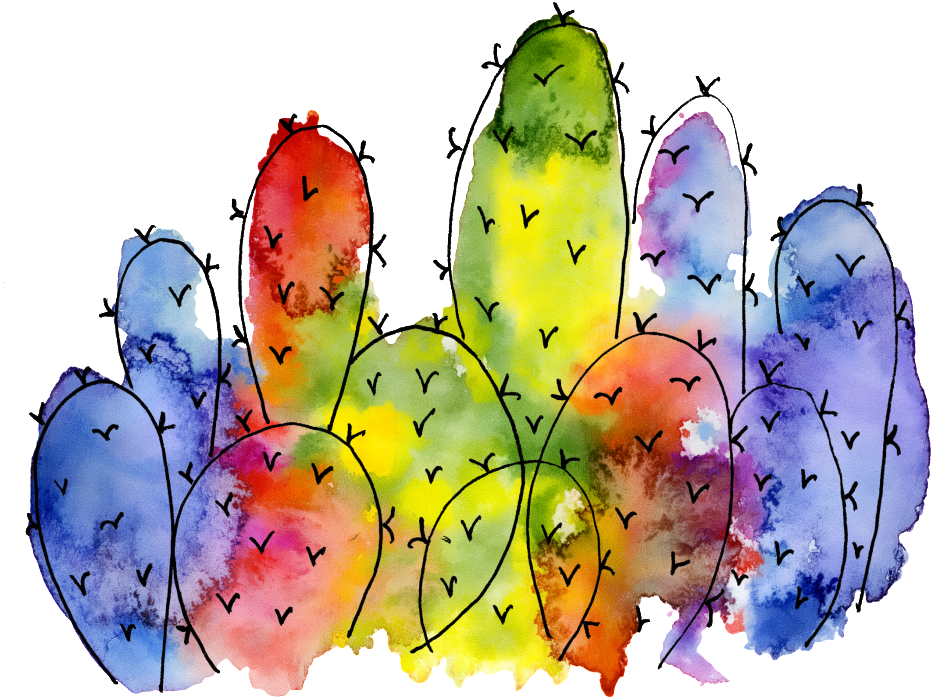 Colorful Cactus Watercolor Hand Painted Transparent - Watercolour Cactus Cartoon (1024x716), Png Download