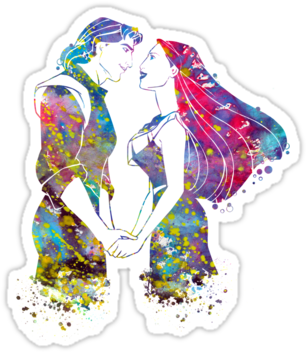 Pocahontas And John Smith Watercolor - Pocahontas (375x360), Png Download