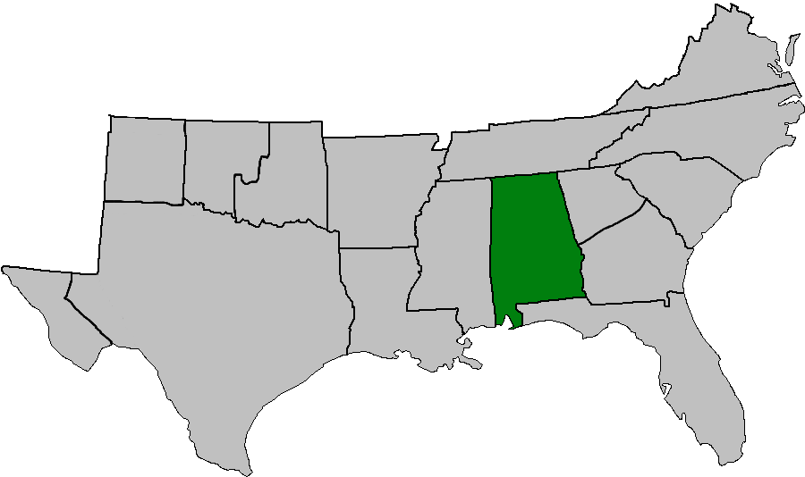 Csa Map Alabama Highlighted - James Buchanan Election Map (1029x581), Png Download