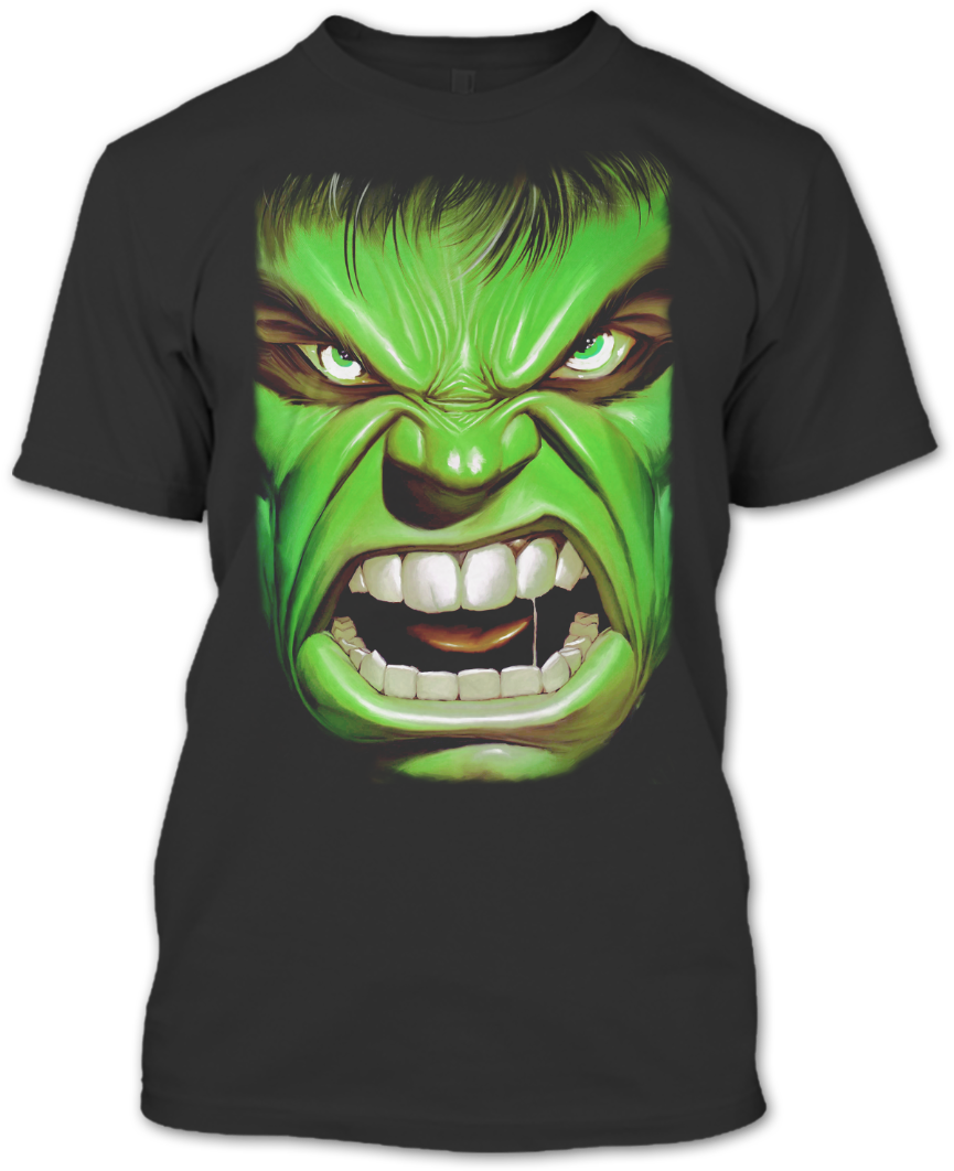 A Black T-shirt With The Shopify Logo - Hulk Face (1080x1080), Png Download