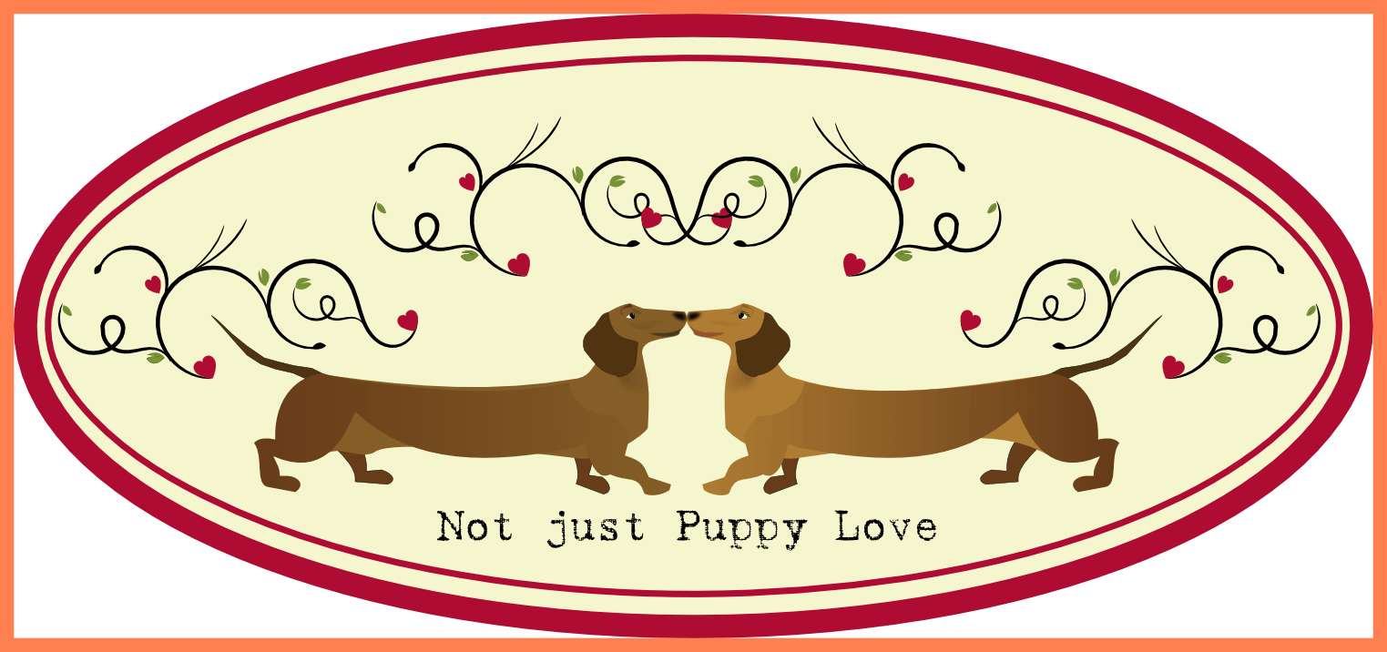 Marvelous Cartoon Valentine Dog Theme Image By Clairev - Valentines Day Dachshund Puppies (1523x716), Png Download