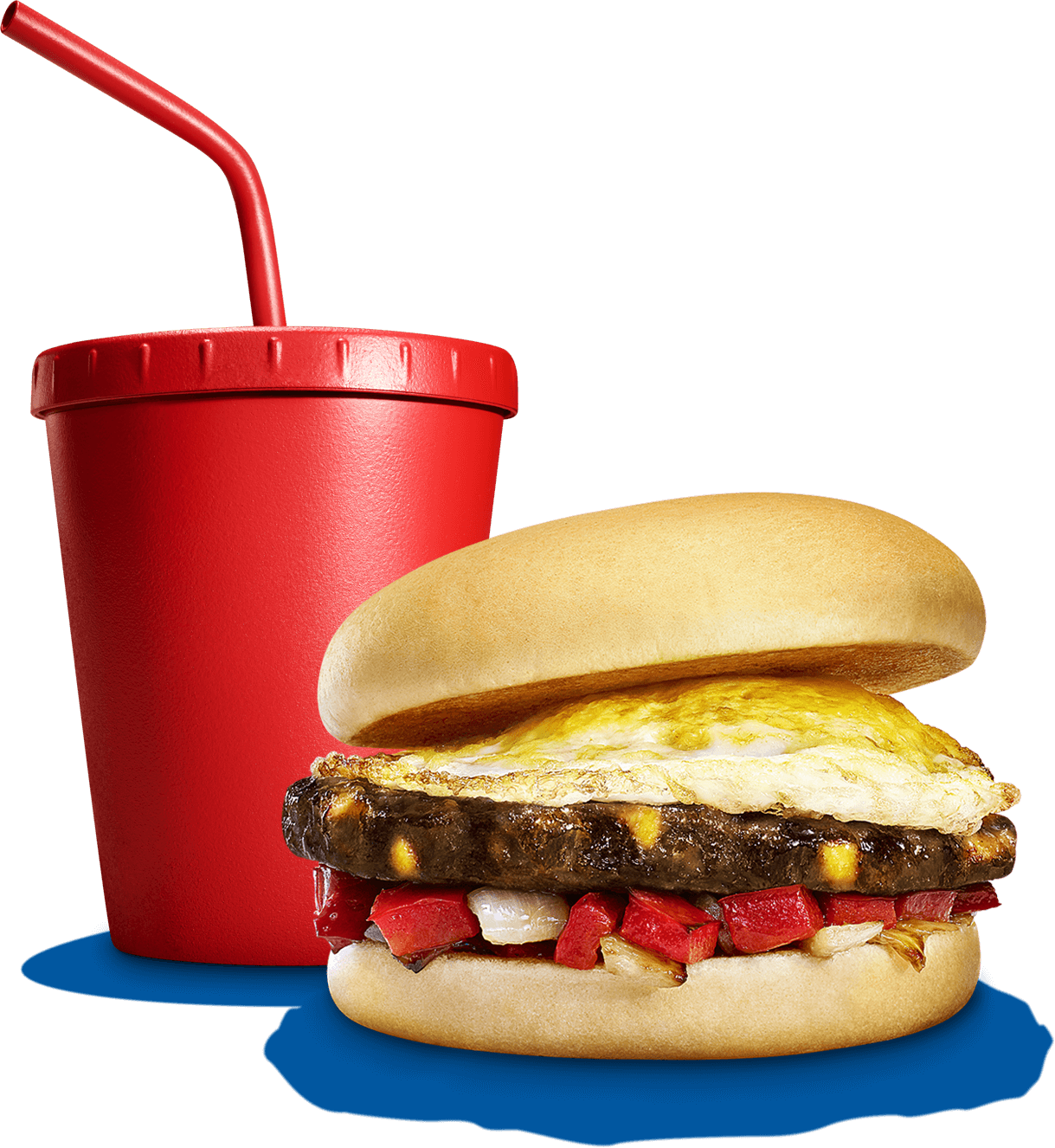 Fried Egg Brunch Burger - Fast Food (1219x1326), Png Download